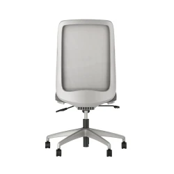 Bolton High back armless with grey base, solid grey mesh, with standard grey fabric seat, back view