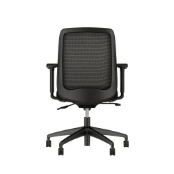 Bolton Mid Back with black base and frame, black mesh and black seat; back view
