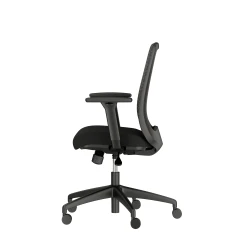 Bolton Mid Back with black base and frame, black mesh and black seat; right side view