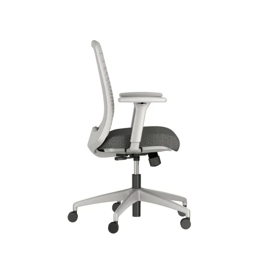 Bolton midback with grey base, grey graduated/striped mesh and Standard Grey Fabric,Side View