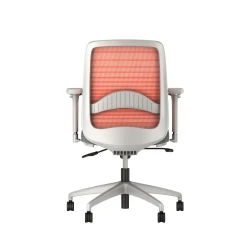 Bolton midback with grey base,&nbsp; orange graduated/striped mesh, lumbar and standard grey fabric seat, back view