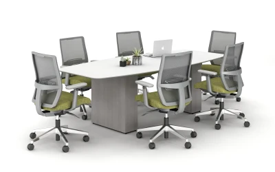 Calibrate Conferencing with Boat Top, Two Bases, shown with Devens Seating