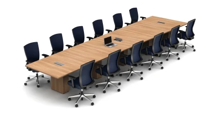 Calibrate Five Piece Conference Table and Natick Seating