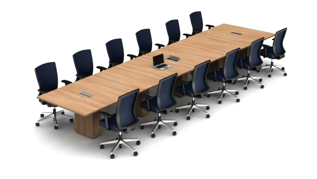 Calibrate Five Piece Conference Table and Natick Seating