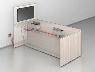 Calibrate Series Flush End Panel Conference Table, power and data detail