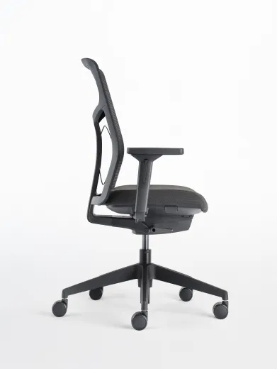 Chelsea Express Black Frame and Black seat and mesh, side view