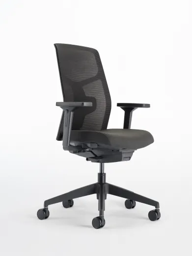 Chelsea Express Black Frame and Black Seat and Mesh, 3/4 view