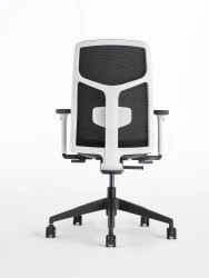  Chelsea Seating with White frame and 3D knit seat and back in Black, back view 