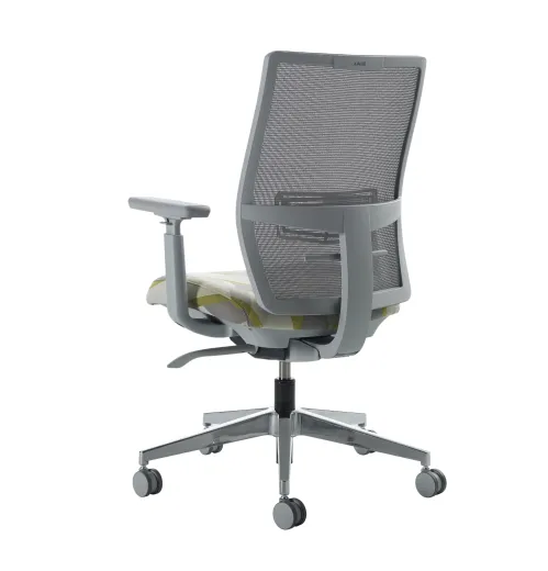 Devens with Aluminum Base and Grey Mesh 3/4 Back View