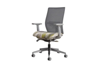 Devens Alum Base with Print Seat and Grey Back