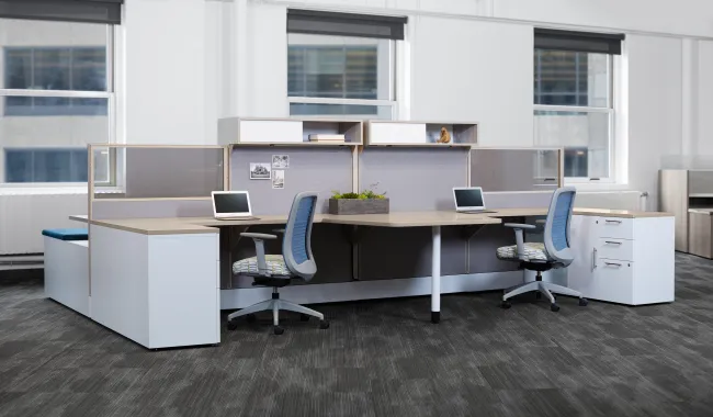 Divi Open Plan Panel System Shared Keytop Workstation