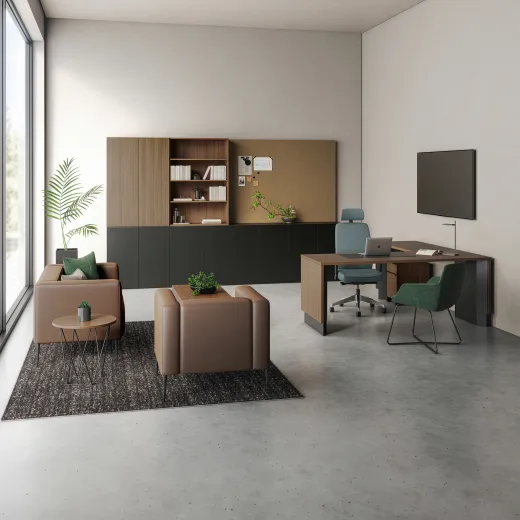 Calibrate, Telescoping End Panel Base, Freestanding, Height Adjustable Desk, Mobile Ped, Storage, Tackboard, Bolton Executive, Ardyn Low-back, Talia Desk Light, Chic Lounge, Prisma Side Table