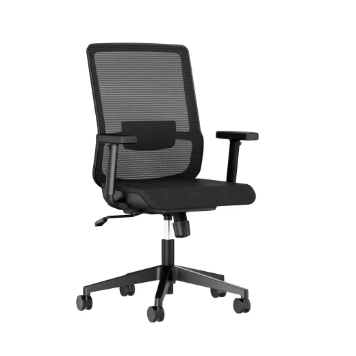 Essex Task Seating with Black Mesh and Seat, 3/4 View 