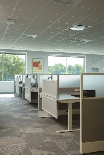 Client Space with Divid and Upmounted Screens for additional privacy