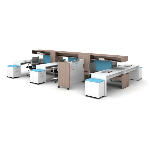 Calibrate Community Open Plan Workstations with Devens seating and Mobile Whiteboard