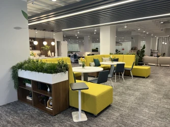 NeoCon 2025 LB Lounge with Day-to-Day Tables and Itzee seating