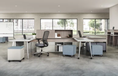 Calibrate Community Open Application with Sliding Worksurface for Impromptu Meeting Place