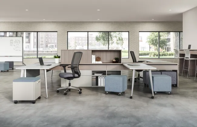 Calibrate Community Open Application with Sliding Worksurface for Impromptu Meeting Place