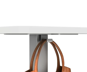 Hook Detail on Laptop Table with Cloud top and Metallic Silver base