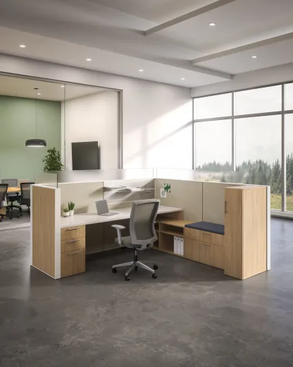 Matrix Single Station with Tackable Acoustical Tiles, Laminate Tiles and Calibrate Storage