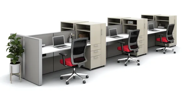Matrix Spine Open Plan  Panel System with Calibrate Storage and Natick Seating