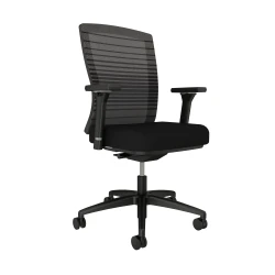 Natick, Black Base, Black Graduated Mesh, 4D Arms with Standard Black Fabric Seat, front left view
