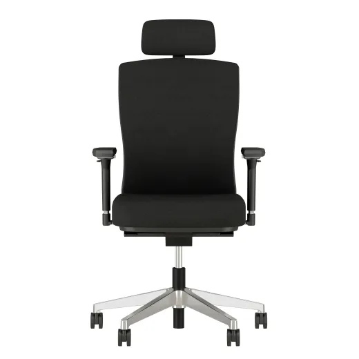 Natick Midback with Head Rest, 4D Arms, Fully Upholstered in alta Mirage Fabric, front view 