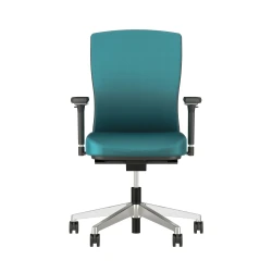 Natick with Aluminum Base, Fully Upholstered with Mirador Lake Blue Fabric; front view