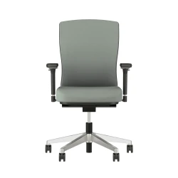 Natick Aluminum Base, Black Frame, 4D Arms, Fully Upholstered, Durdle Smoke Fabric Front View