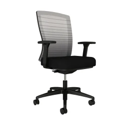 Natick with Black base, Grey Graduated/Striped Mesh, Standard Black Fabric Seat, Front Left View