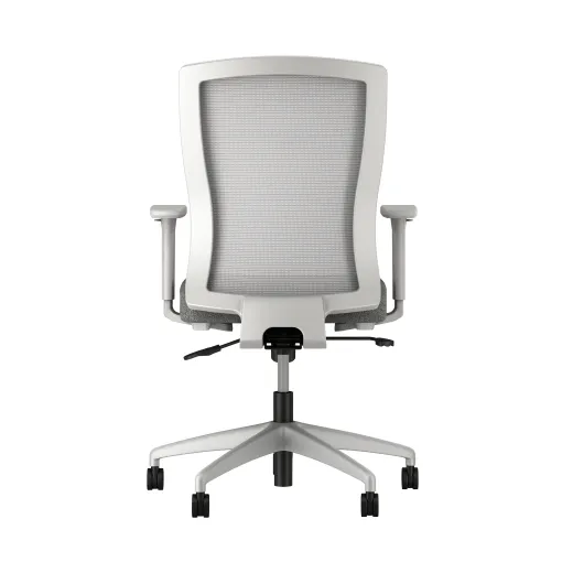 Natick with Grey Base, 1D-3D Arms, Grey Solid Mesh and Standard Grey Fabric, back view