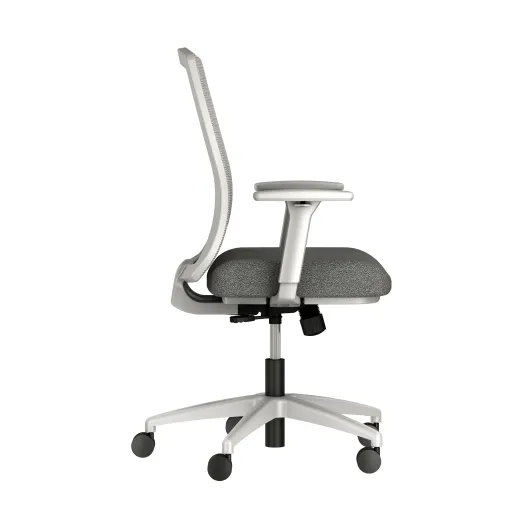 Natick with Grey Base, 1D-3D Arms, Grey Solid Mesh and Standard Grey Fabric, left side view