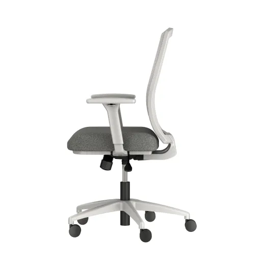 Natick with Grey Base, 1D-3D Arms, Grey Solid Mesh and Standard Grey Fabric, right side view