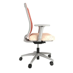 Natick with Grey Base, Orange Graduated/Striped Mesh, Maharam Bright Coral Fabric Seat, side view