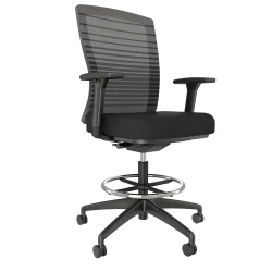 Natick Stool with Black Base and Frame, Black Graduated/Striped Mesh and Standard Black Fabric