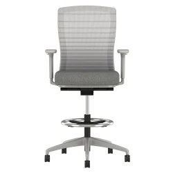 Natick Stool with Grey Base, Graduated/Striped Grey Mesh, Standard Fabric Seat, Front View