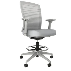 Natick Stool with Gray Base and Frame, Grey Graduated/Striped Mesh, and 4D arms