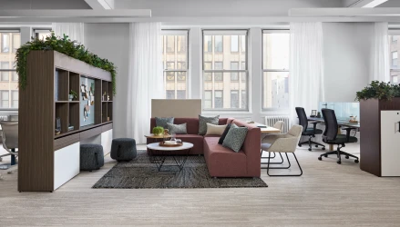NY Showroom, Calibrate, Hakr Modular Lounge, Ledge, Juggle Sled, Soft Ottoman, Prisma Table, Volker Cube