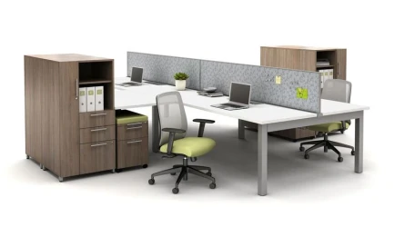 Oxygen Benching Open Plan with Screens and Calibrate Storage with Bolton Seating