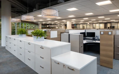 Client Space with L Series Steel Storage bank of 3 High Lateral Files