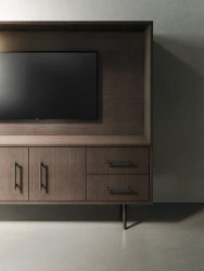 Rhett, Hutch for Media paired with Credenza with Drawers & Center Doors