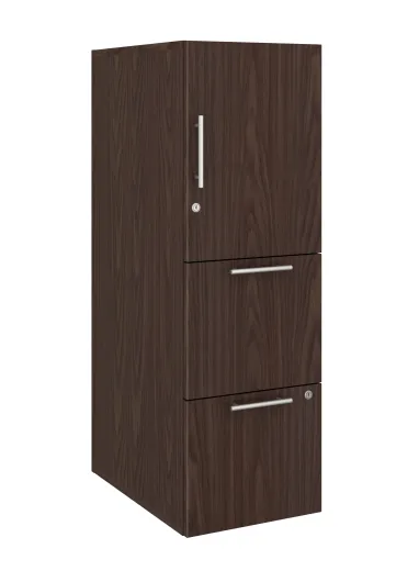 Calibrate Series Storage Tower in AIS Corporat Walnut Laminate with Bar Pull