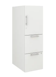 Calibrate Series Storage Tower in AIS True White Laminate with Bar Pull