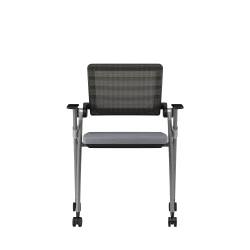 Stow Side Seating with standard grey fabric, black frame, front view