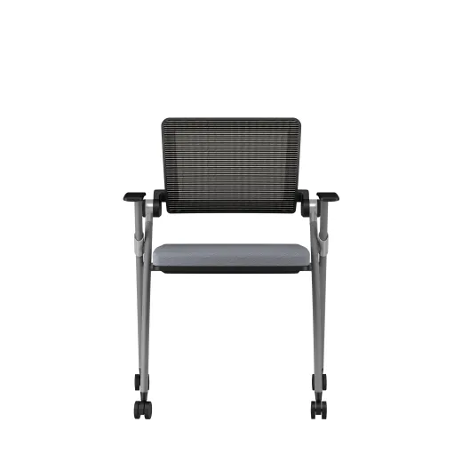 Stow Side Seating with standard grey fabric, black frame, front view