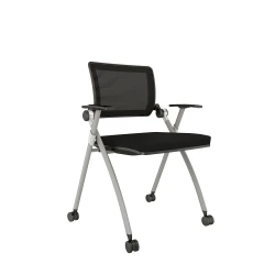 Stow with Grey Mesh, Silver Frame, Casters and Standard Black Seat Cushion