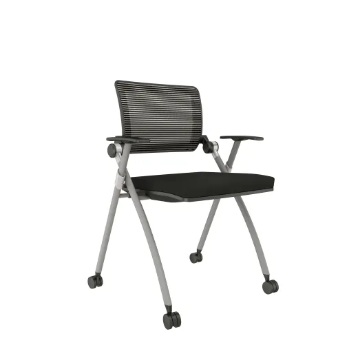 Stow with White-Black Mesh with Silver Frame and Casters with Standard Black Seat 