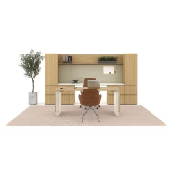 Calibrate Height-Adjustable Desk, Calibrate Telescoping End Panel Base, Calibrate Storage, Tackboards, Wireless Charger, Auburn, Juggle
