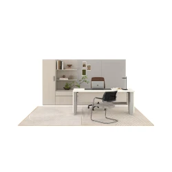 Calibrate Height-Adjustable Desk, Calibrate Telescoping End Panel Base, Calibrate Storage, Tackboards, Bolton High-Back, Devens Side, Talia Desk Light