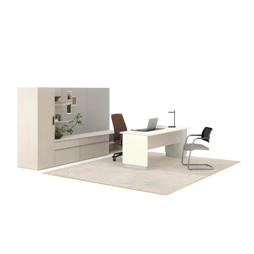 Calibrate Height-Adjustable Desk, Calibrate Telescoping End Panel Base, Calibrate Storage, Tackboards, Bolton High-Back, Devens Side, Talia Desk Light